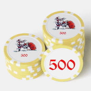 Angry Santa yellow 500 striped poker chip