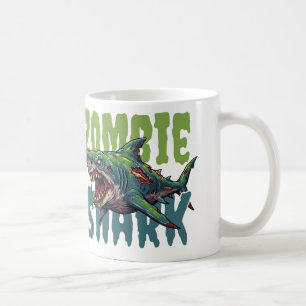 Angry scary Zombie shark illustration Coffee Mug