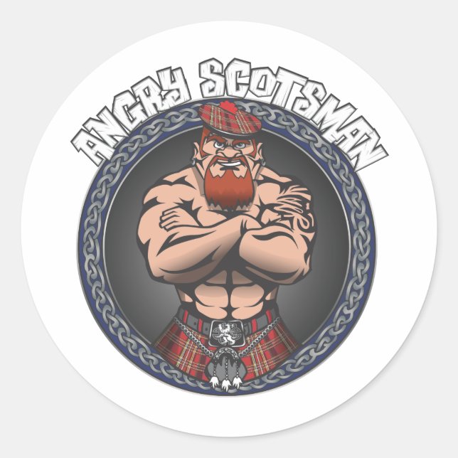 Angry Scotsman Classic Round Sticker (Front)