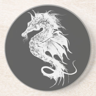 Angry Sea Horse in White Pick Your Background Coaster
