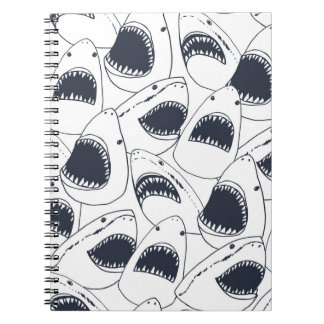 Angry shark, vintage doodle pattern. notebook