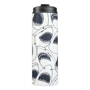 Angry shark, vintage doodle pattern. thermal tumbler
