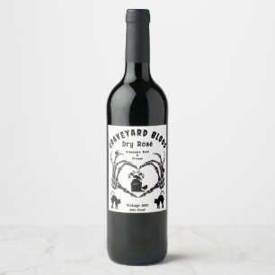 Angry Skeleton Halloween Party Wine Label