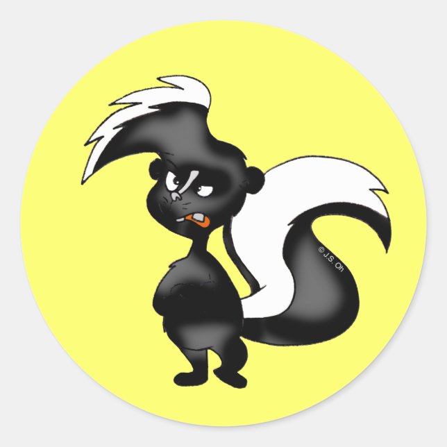 Angry skunk classic round sticker (Front)