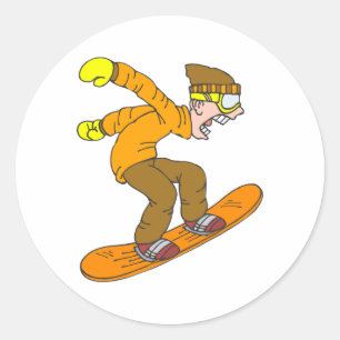 Angry Snowboarder Classic Round Sticker