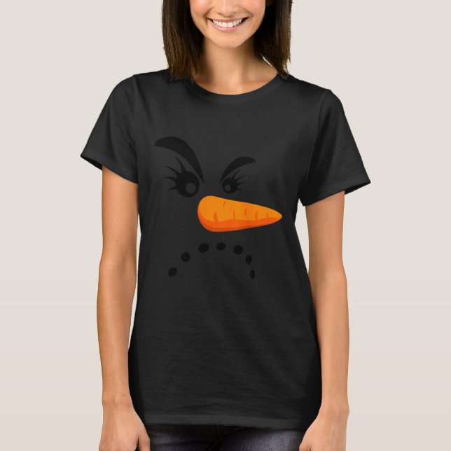 Angry Snowman Face Eyelashes Christmas Snowman Cos T-Shirt (Front)