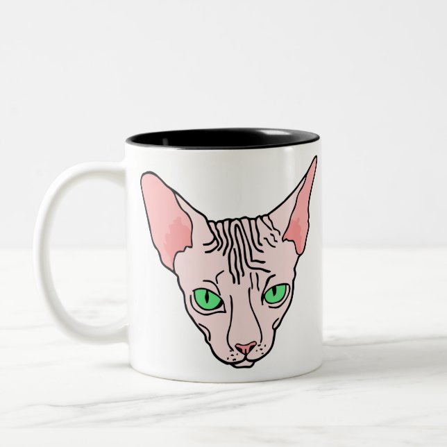 Angry Sphynx Sphinx Cat Pet Two-Tone Coffee Mug (Left)