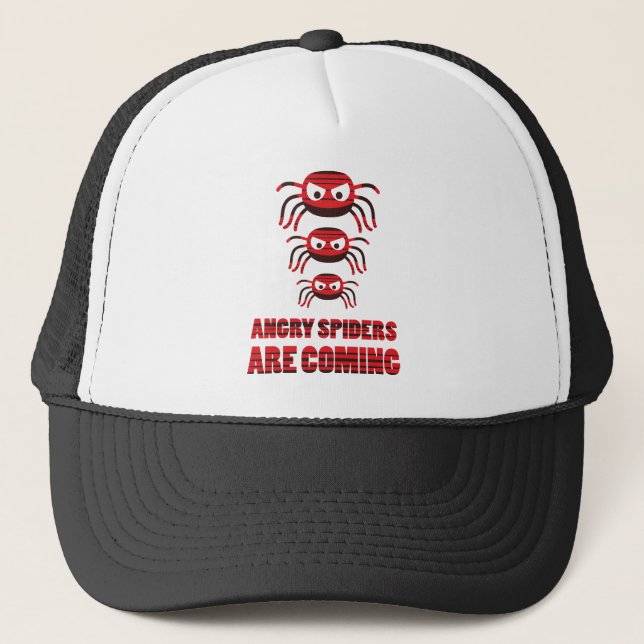 Angry spiders are coming T-Shirt Trucker Hat (Front)