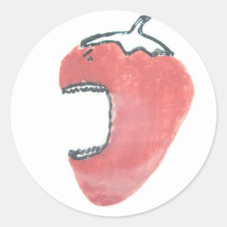 Angry Strawberry Classic Round Sticker