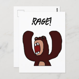 Angry Stressed Brown Bear Funny Frustrated Cartoon Postcard