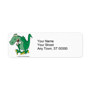 angry t-rex dino tantrum return address label