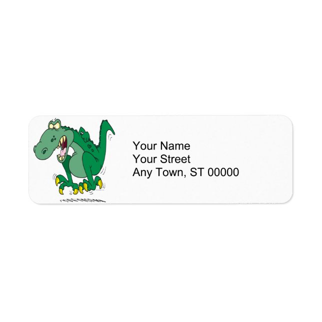 angry t-rex dino tantrum return address label (Front)