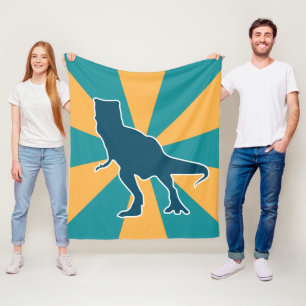 Angry T-rex dinosaur cartoon boy's Fleece Blanket