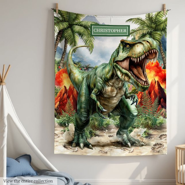 Angry T-Rex Personalised Blanket Birthday Gift Boy (Angry T-Rex Personalized Blanket Birthday Gift Boy)