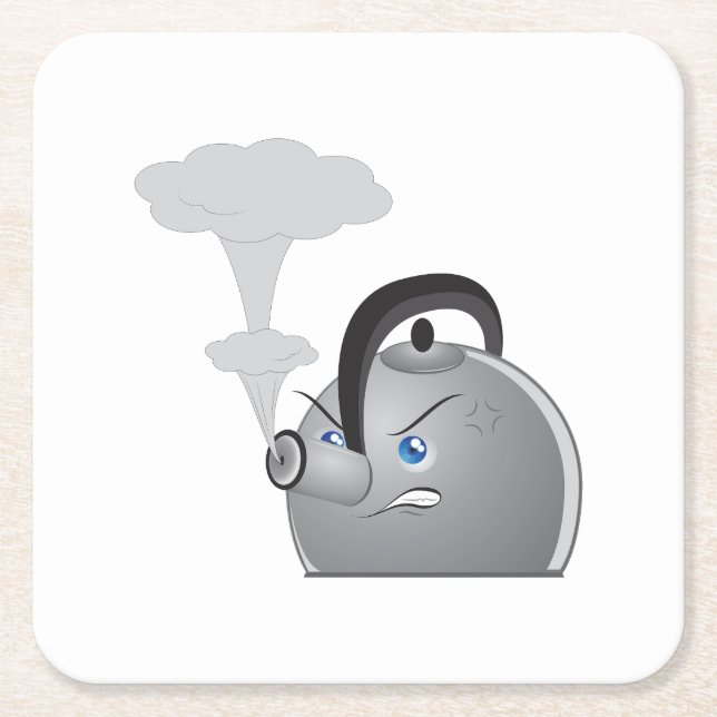 Angry Teapot Square Paper Coaster (Front)