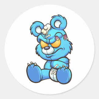 angry teddy bear classic round sticker