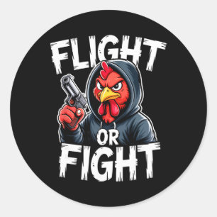 Angry Thug Chicken Flight Or Fight Response Funny Classic Round Sticker
