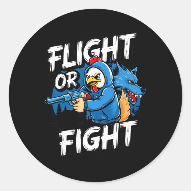 Angry Thug Chicken Flight Or Fight Response Funny  Classic Round Sticker (Front)