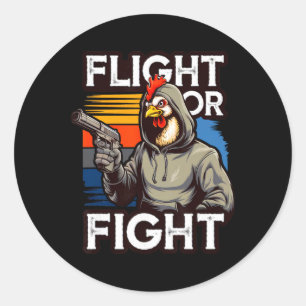 Angry Thug Chicken Flight Or Fight Response Funny Classic Round Sticker