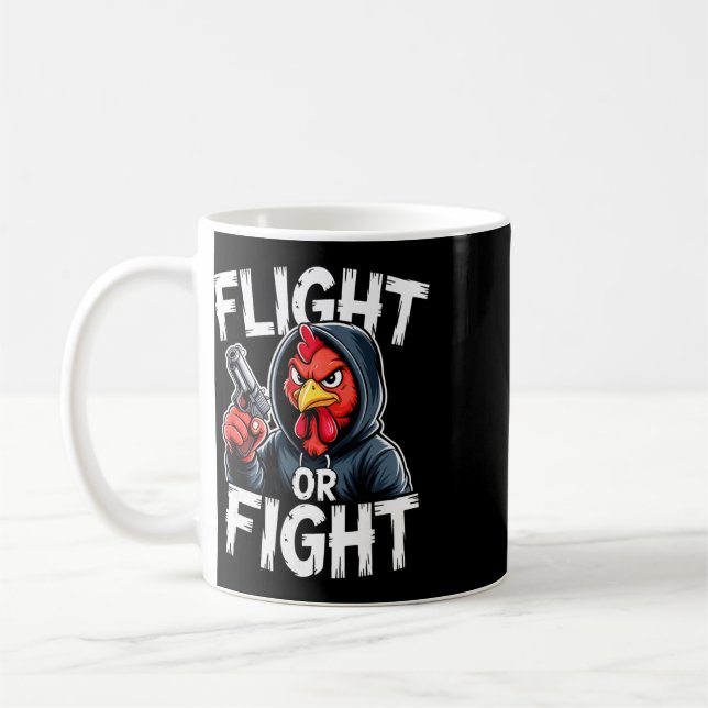 Angry Thug Chicken Flight Or Fight Response Funny  Coffee Mug (Left)