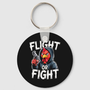 Angry Thug Chicken Flight Or Fight Response Funny Key Ring
