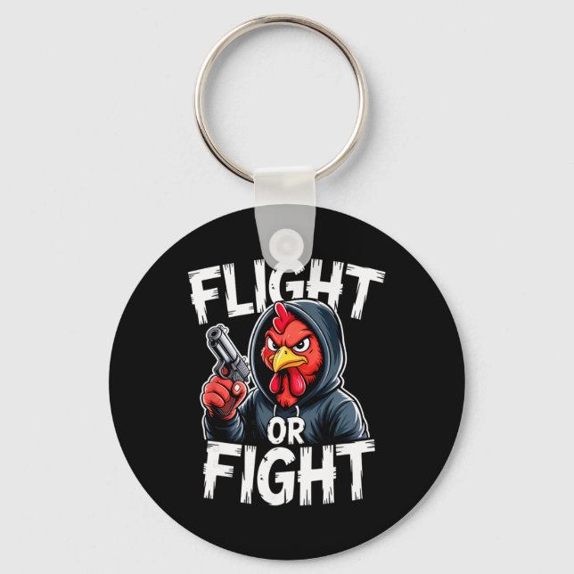 Angry Thug Chicken Flight Or Fight Response Funny  Key Ring (Front)