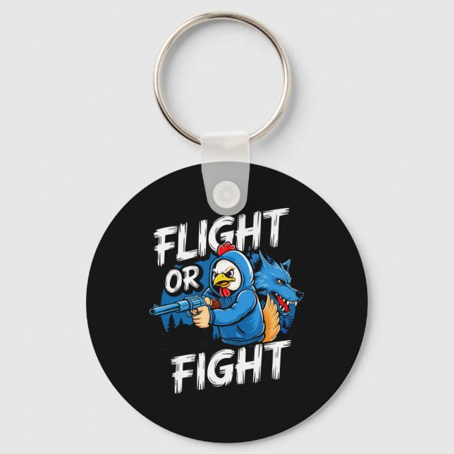 Angry Thug Chicken Flight Or Fight Response Funny  Key Ring (Front)