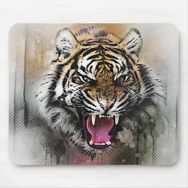 Angry Tiger Mouse Pad (Front)