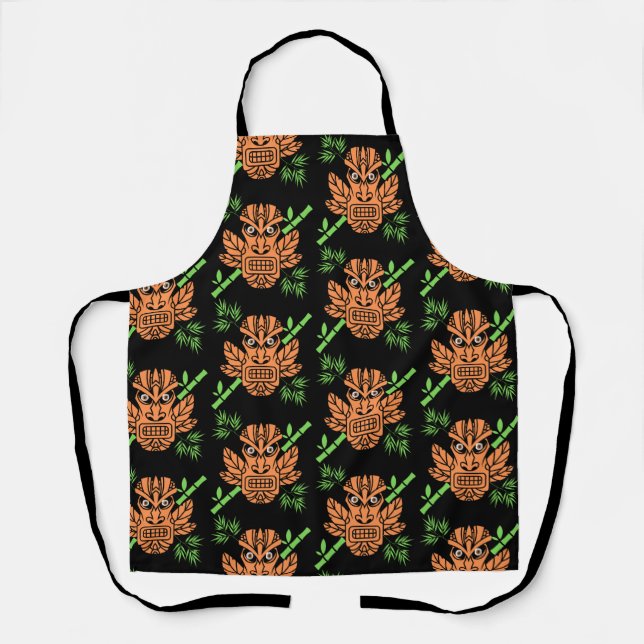 Angry Tiki Face Print Apron (Front)