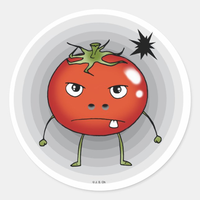 Angry tomato classic round sticker (Front)