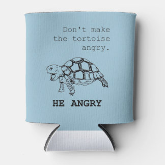 Angry Tortoise black ink drawing Can Cooler