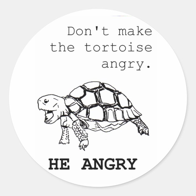 Angry Tortoise Drawing Classic Round Sticker (Front)