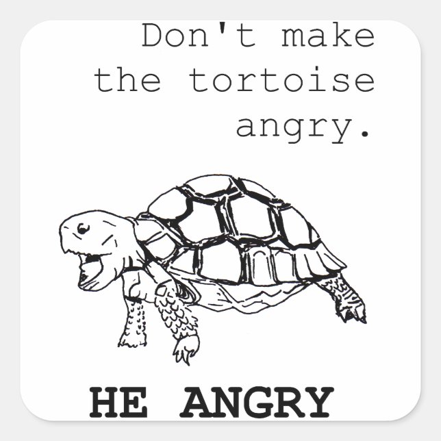 Angry Tortoise Square Sticker (Front)