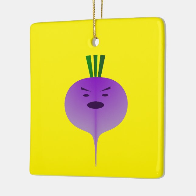 Angry Turnip by Kenneth Yoncich Ceramic Tree Decoration (Left)