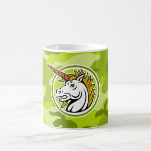 Angry Unicorn; bright green camo, camouflage Coffee Mug