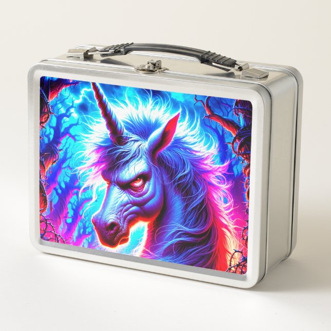 Angry Unicorn Metal Lunch Box (Front)