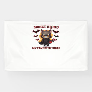 Angry Vampire Cat Craves Sweet Halloween Blood Ove Banner