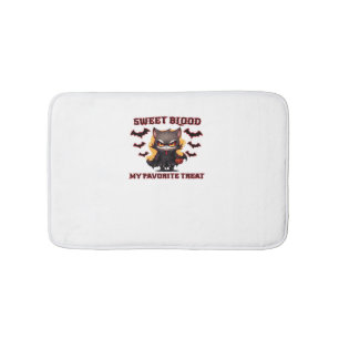 Angry Vampire Cat Craves Sweet Halloween Blood Ove Bath Mat