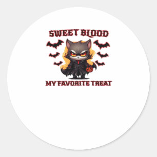 Angry Vampire Cat Craves Sweet Halloween Blood Ove Classic Round Sticker