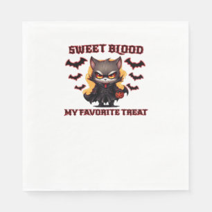 Angry Vampire Cat Craves Sweet Halloween Blood Ove Napkin