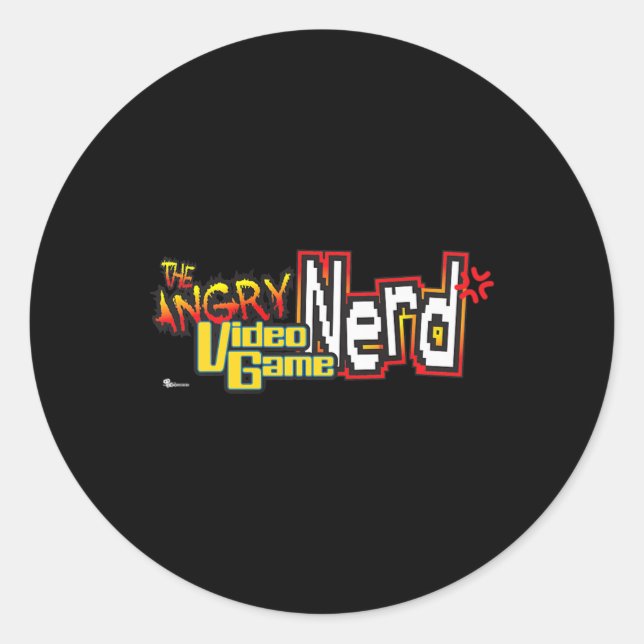 Angry Video Game Nerd Logo Premium  Classic Round Sticker (Front)