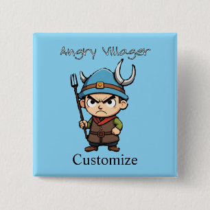 Angry Villager Pitchfork Thunder_Cove 15 Cm Square Badge