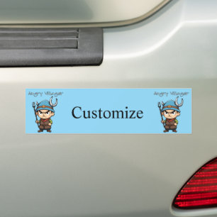 Angry Villager Pitchfork Thunder_Cove Bumper Sticker