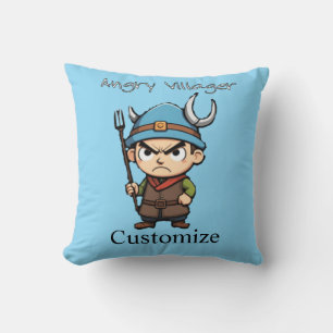Angry Villager Pitchfork Thunder_Cove Cushion