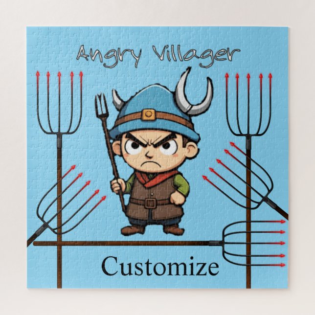 Angry Villager Pitchfork Thunder_Cove Jigsaw Puzzle (Vertical)