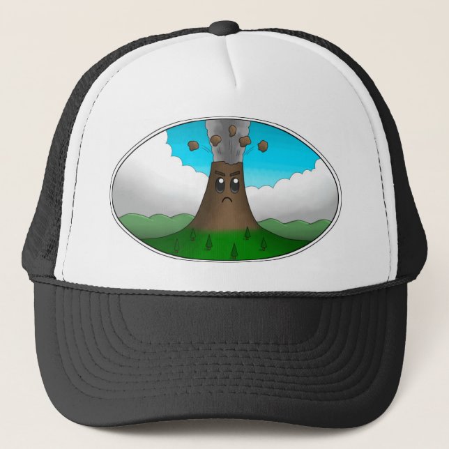 Angry Volcano Print Trucker Hat (Front)