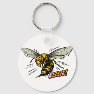 Angry Wasp BZZZT Comic Book Art Key Ring