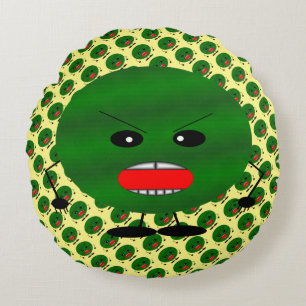 Angry Watermelon by Kenneth Yoncich Round Cushion