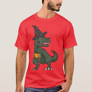 Angry Witch T-Rex Dino Pumpkin Costume Funny Hallo T-Shirt