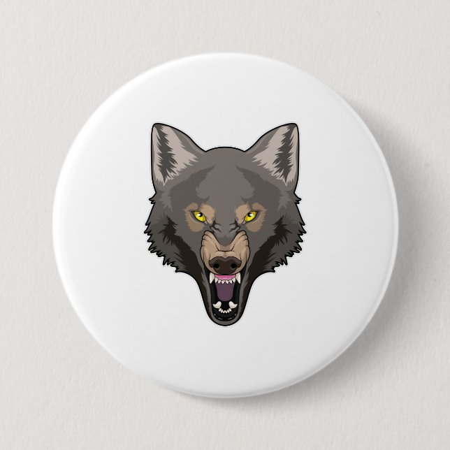 Angry Wolf 7.5 Cm Round Badge (Front)